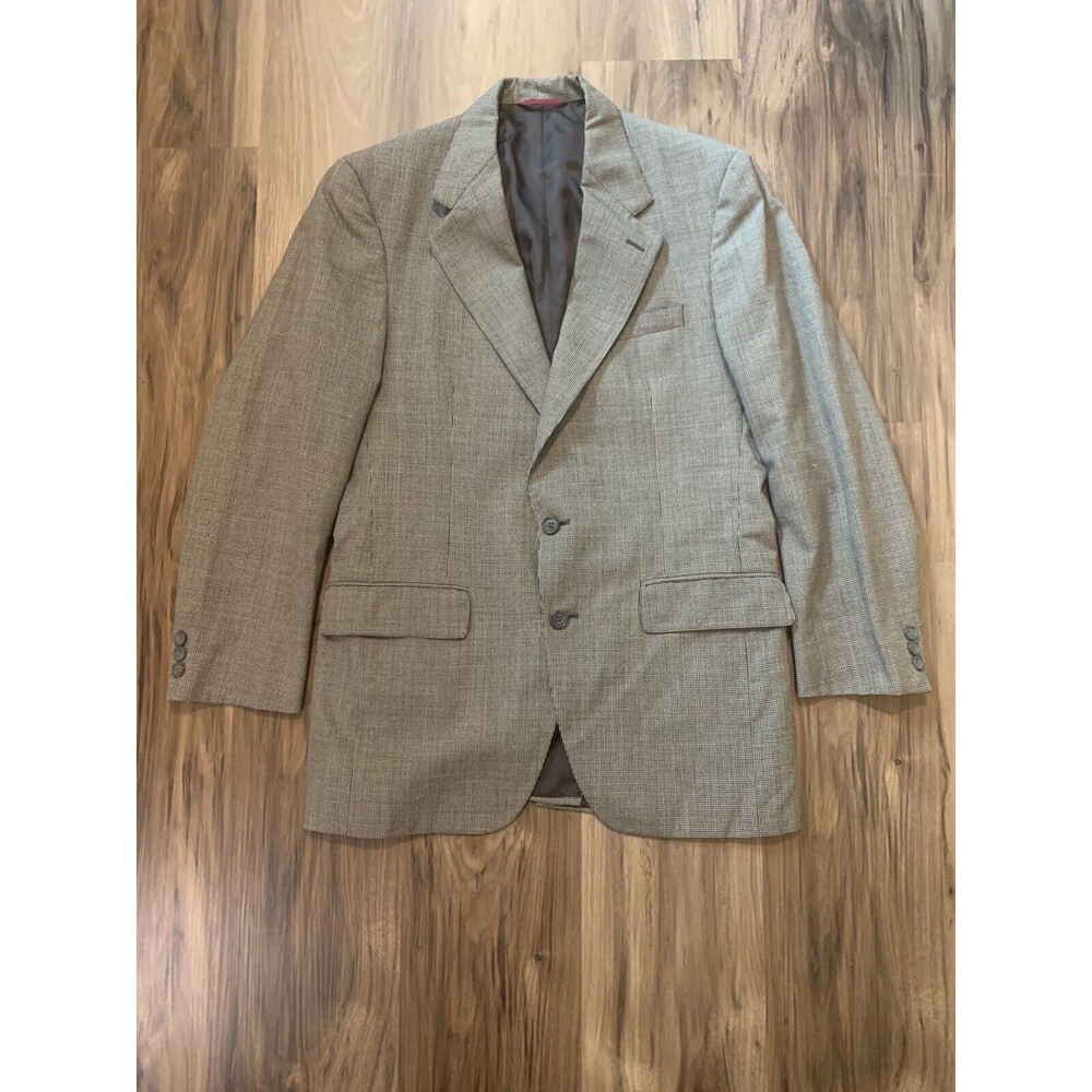 Jos. A Bank Executive Collection Houndstooth 2 Btn Mens 40R Wool Blazer Made USA